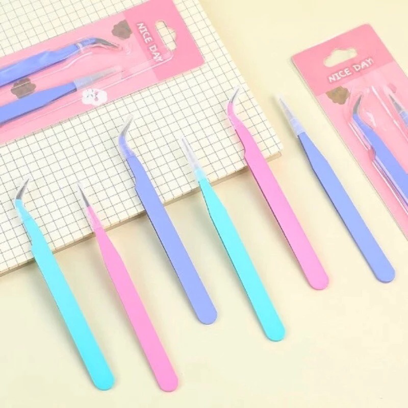MINIMOO_Pinset Bengkok / Pinset Lurus / Tweezer Sticker / Penjepit Stiker / Pinset Kecil Multifungsi