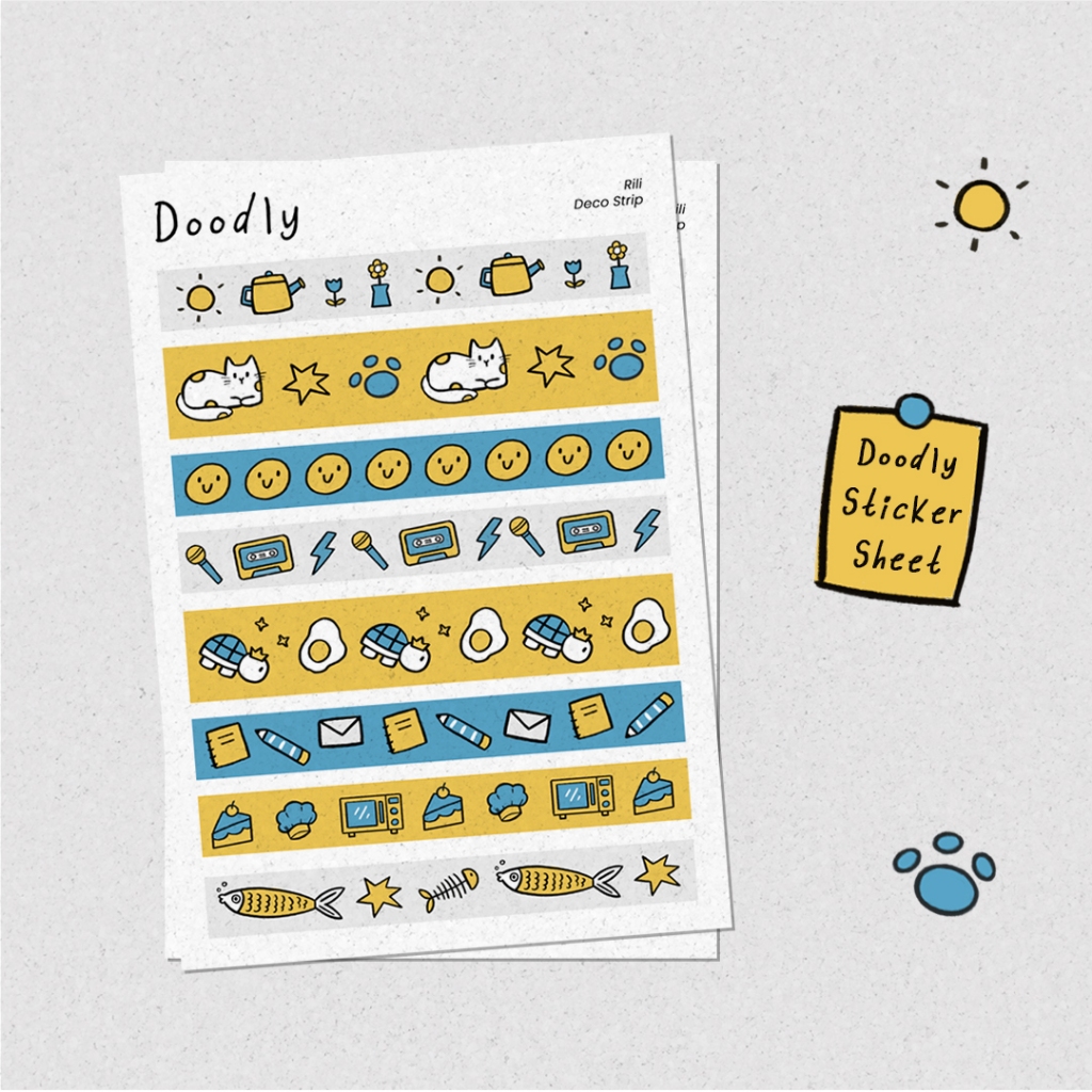 

Doodly Sticker Sheet | Stiker Lucu | Stiker Kiss Cut | Stiker Vinyl