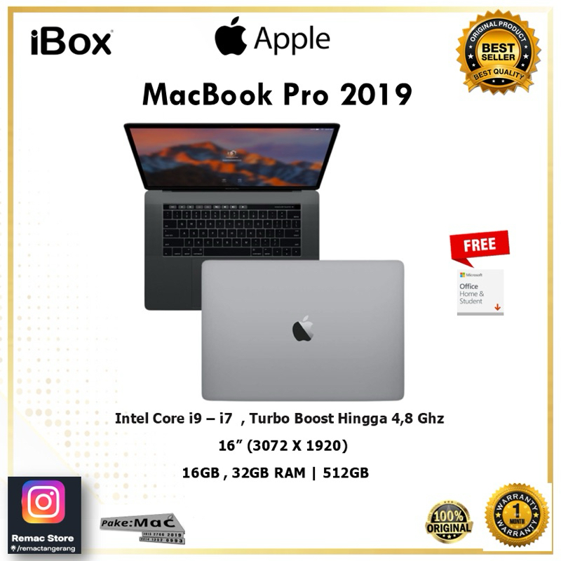 MACBOOK PRO 2019 13-INCH SECOND ORIGINAL CORE i5 || CORE i7 || RAM 8 || 16 GB || SSD 256 || 512 GB