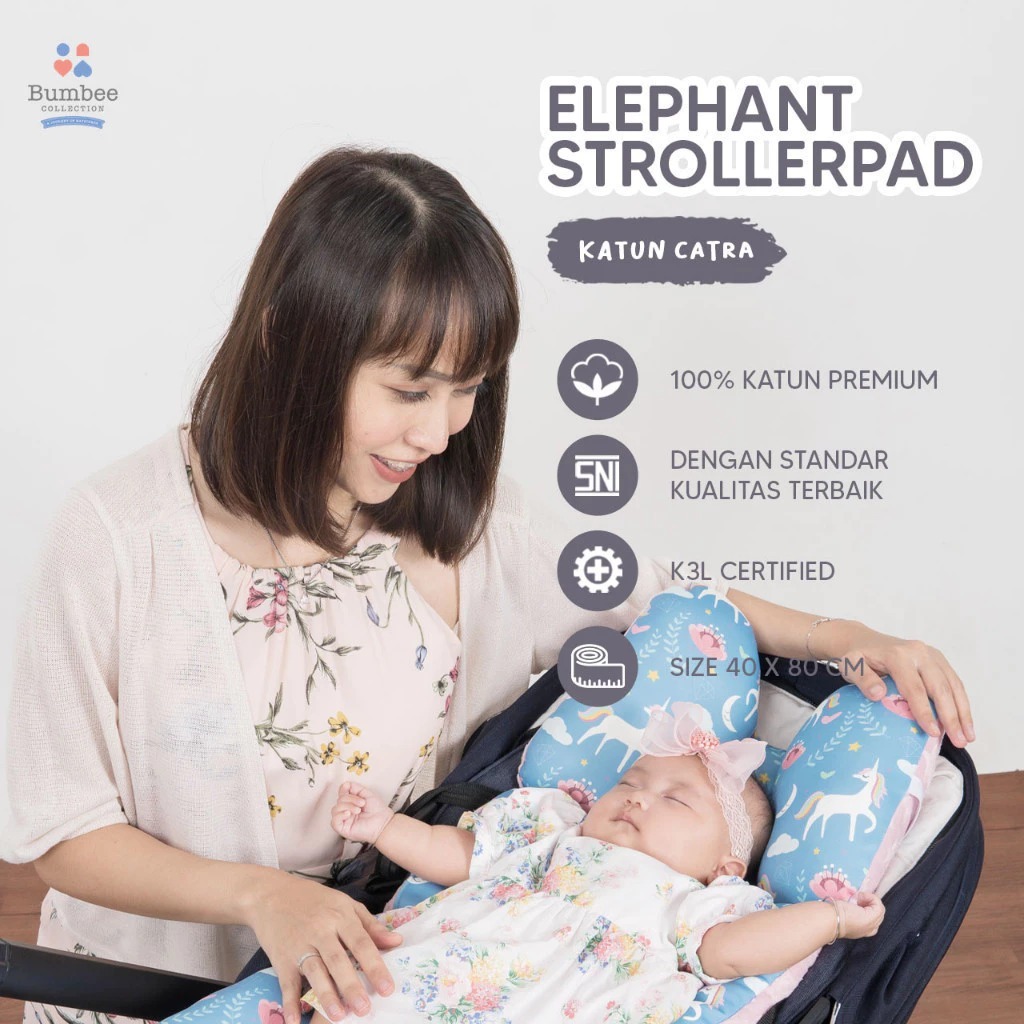 Bumbee Collection - Elephant Stroller Pad Alas Stroller Bayi 3 in 1