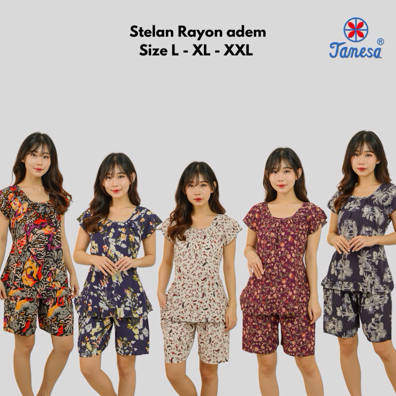[TANESA] Baju tidur rayon wanita / piyama rayon celana pendek wanita dewasa L - XXL