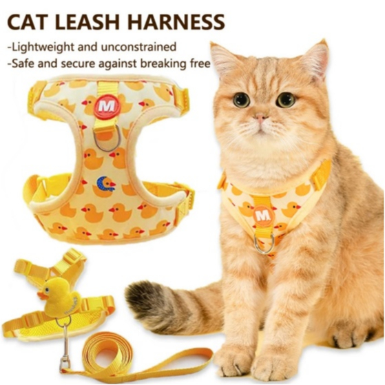 Premium Rompi+Tali Tuntun Anabul Rompi Anjing Rompi Kucing Motif Bebek Tali Tuntun Kucing Tali Kucin