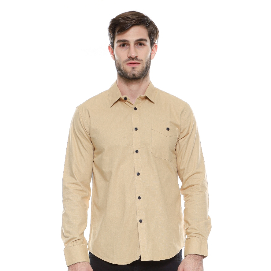 Castles.id Kemeja Coksu Polos Pria Lengan Panjang LS001