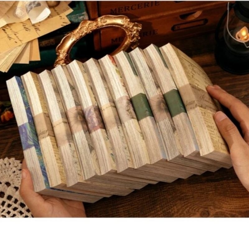 

InJO 100 lembar kertas dekor vintage retro material paper jurnal diy
