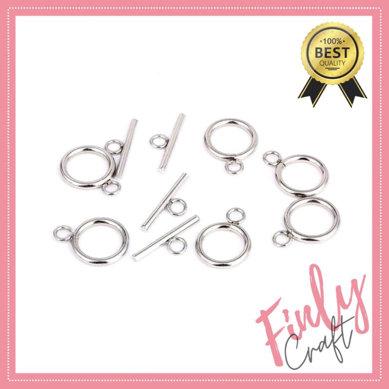 1 set Toggle clasp stainless steel anti karat kait kalung kaitan TO