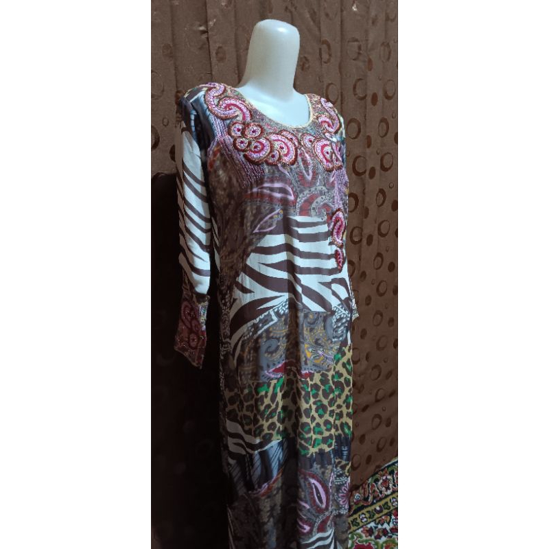 Gamis coklat bordir payet mewah ori