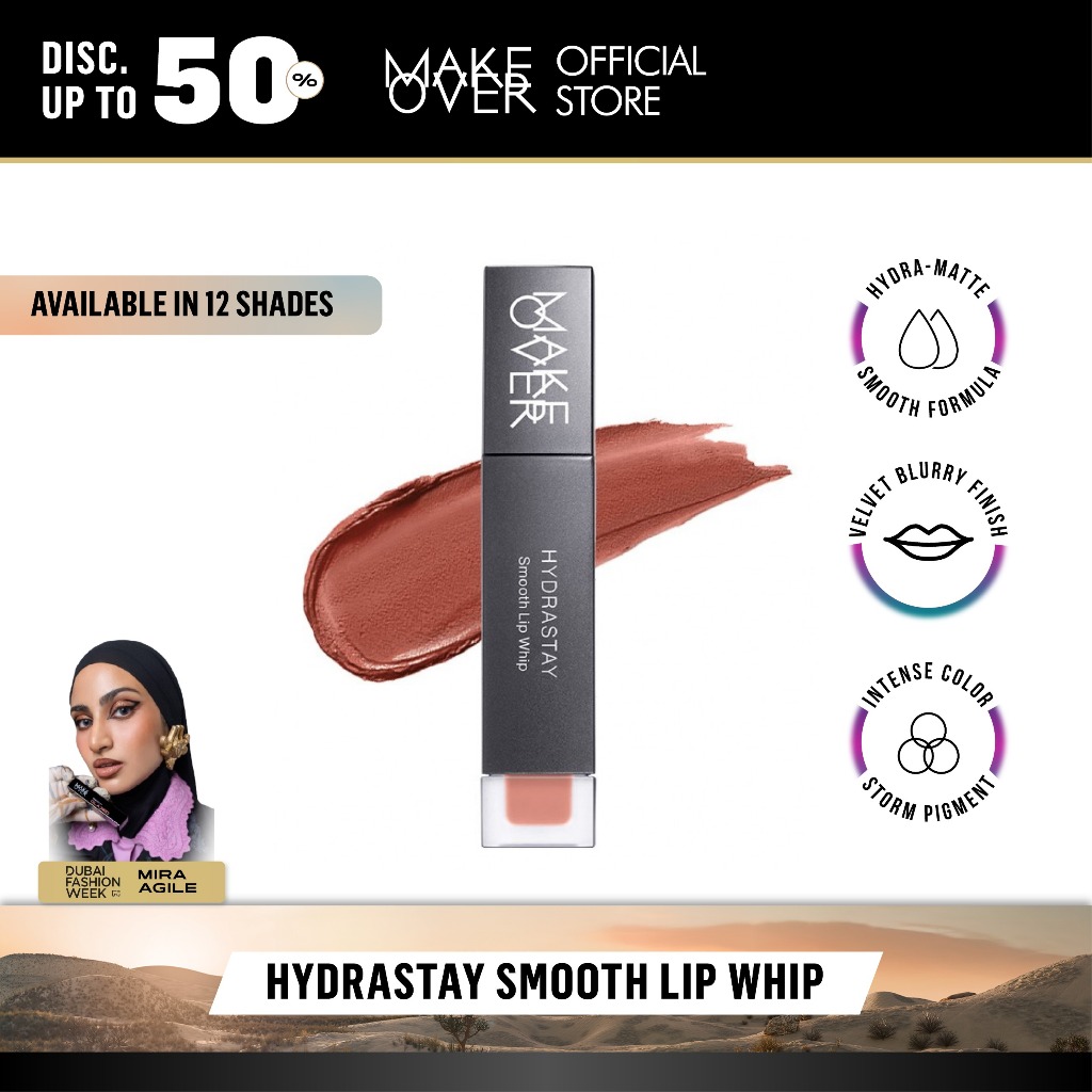 MAKE OVER Hydrastay Smooth Lip Whip - Lipcream Untuk Bibir Kering Smooth Ringan Lembab Lembut Base O