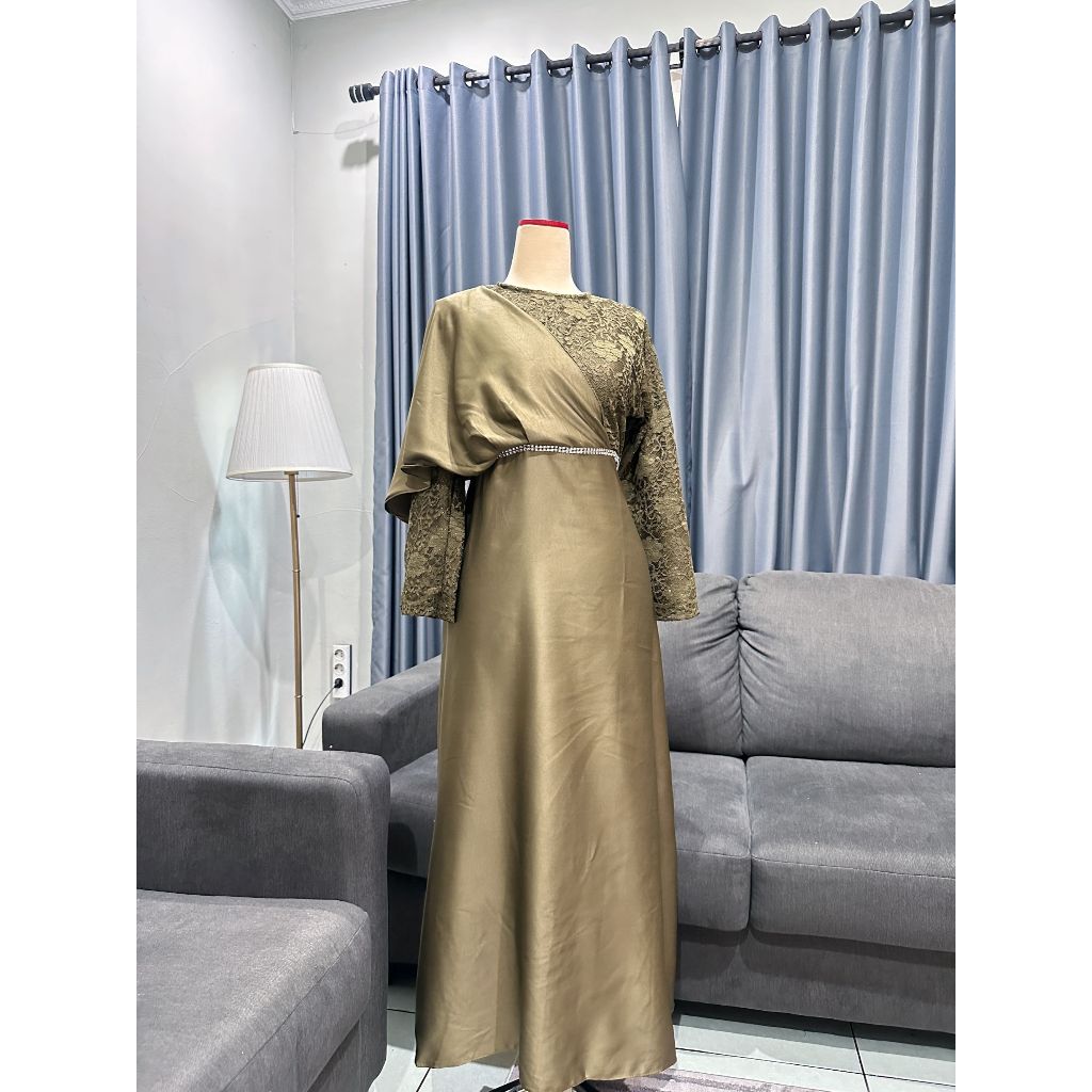 ISKANTI DRESS BAHAN SATIN ROBERTO MIX BROKAT MALIKA PART 1 BUSANA KONDANGAN, PERPISAHAN, LAMARAN, BR