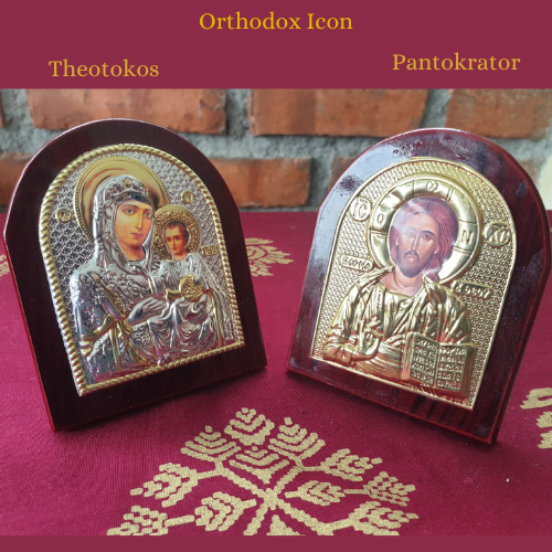 ikon duduk Theotokos dan Tuhan Yesus