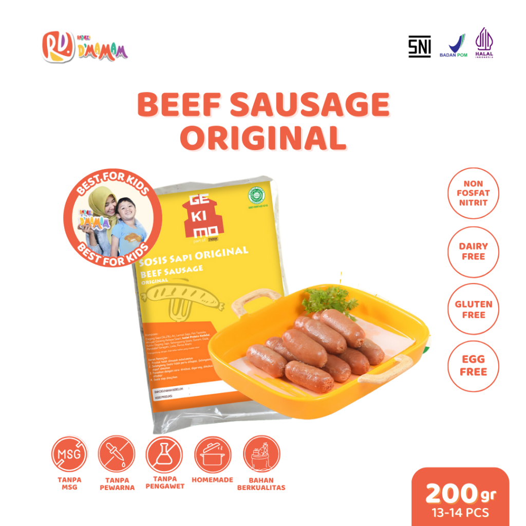 

Radaza D'MAMAM Beef Sausage 200g Gekimo Sosis Sapi Premium Anak MPASI Homemade NonMSG SNI BPOM HALAL
