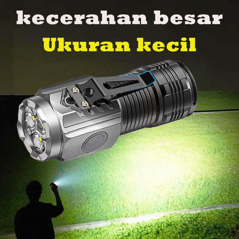 Mini Zoom Senter Tahan Air 200000 Lumens - Portable LED Emergency Light for Camping & Emergency