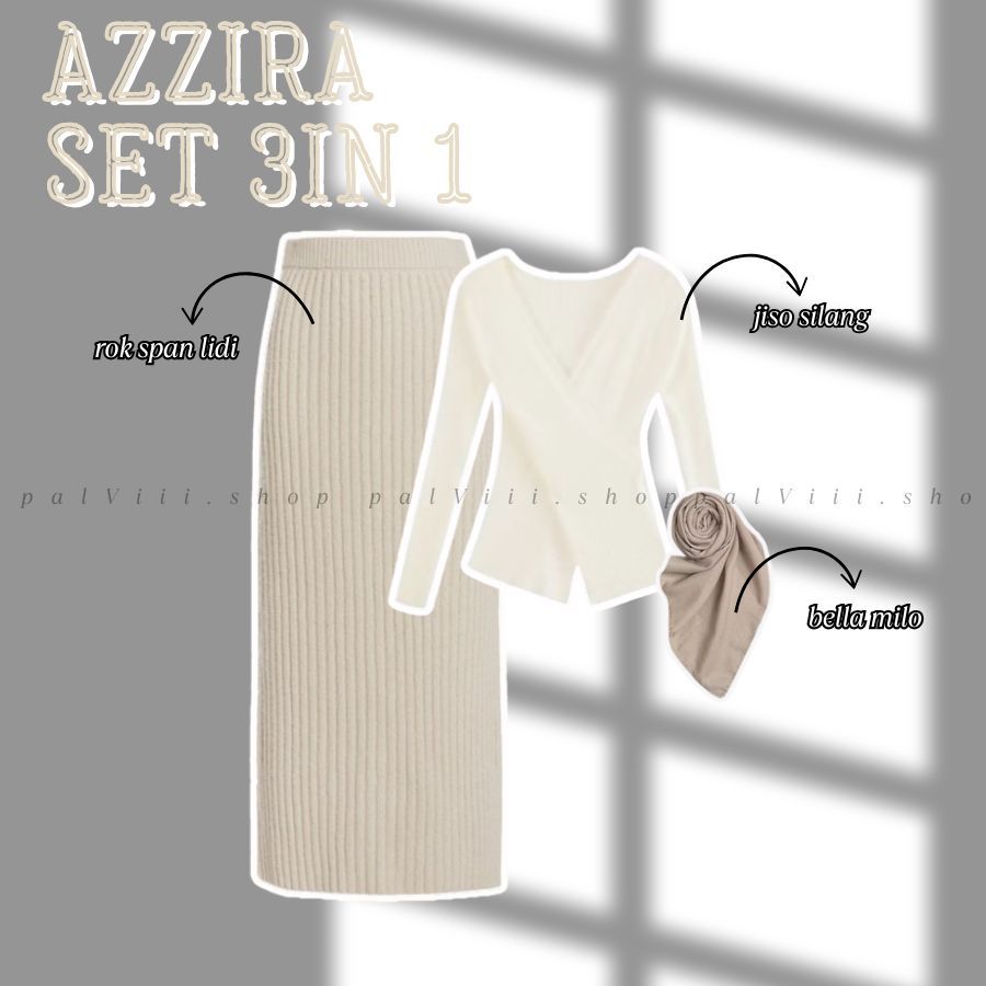 Azzira Set Sweter Jiso Silang putih + rok span lidi + bella hijab OOTD Hijab Style Cewek Kekinian St