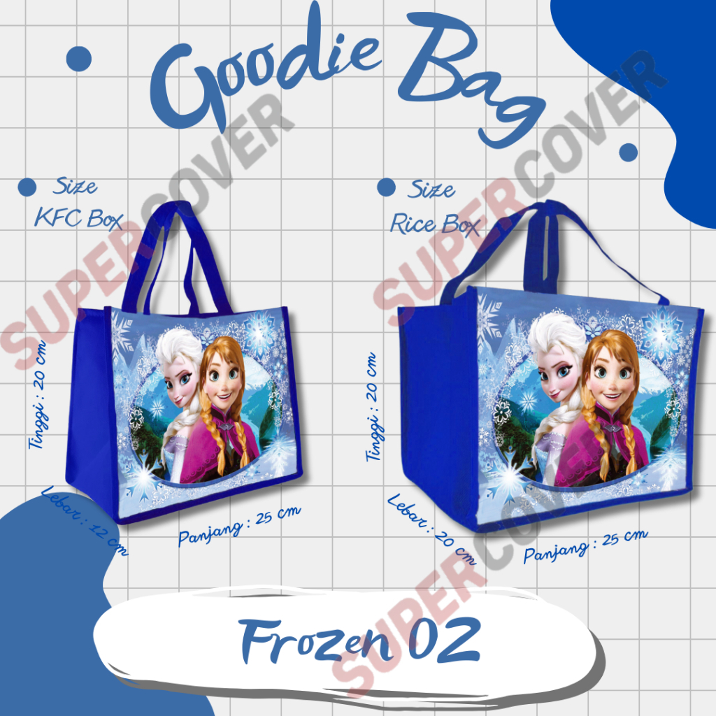 

GOODIE BAG - Tas Goodie Bag Gambar FROZEN 02 warna Biru Tua, Karakter FROZEN warna Biru Tua untuk Acara Ulang Tahun, Tasyakuran, Aqiqah, Khitan dan lainnya