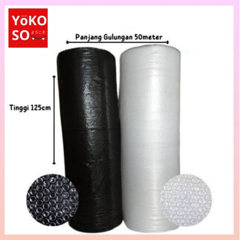

YOKOSO P103 Bubble Warp 50 Meter UTUH 125 cm 50m Gelembung Packing 125x50 Peking Plastik Hitam Bening Putih