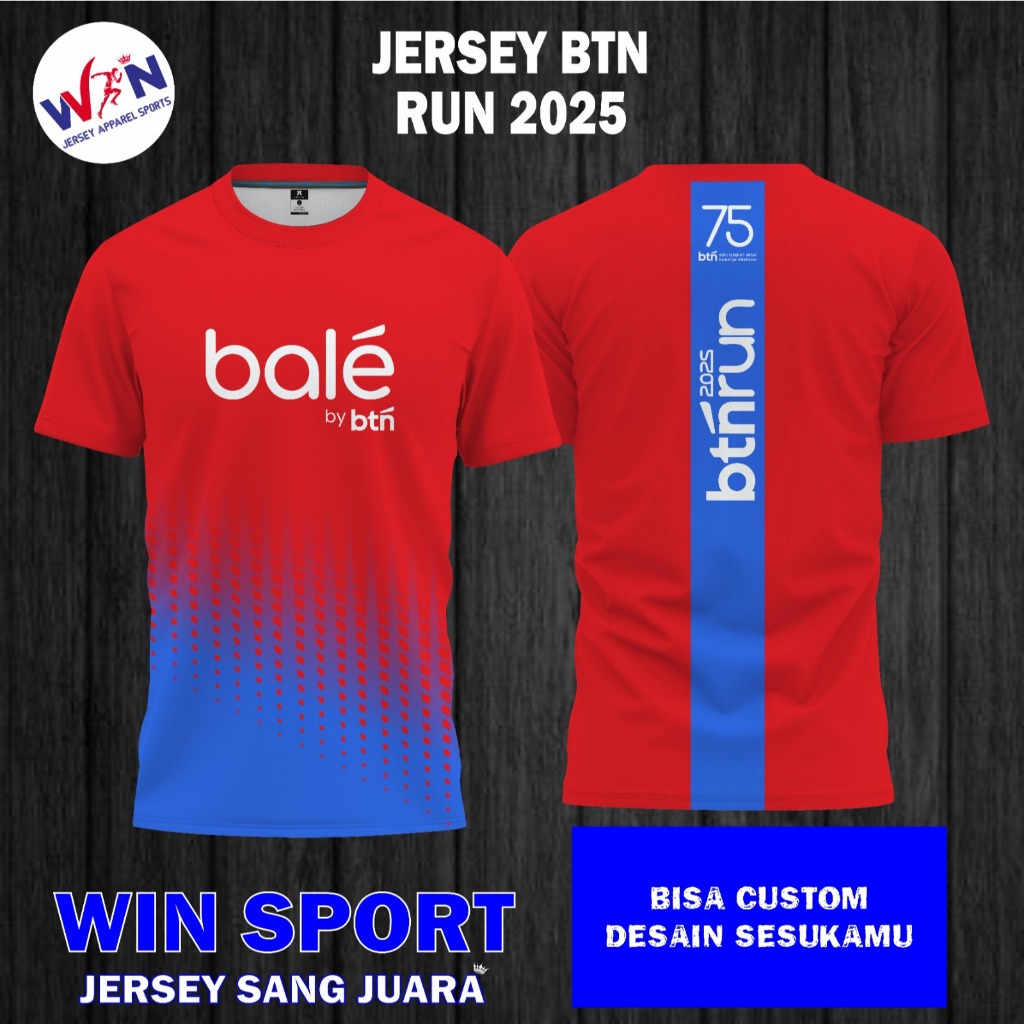 JERSEY BTN RUN 2025, Free Custom Nama dan Nomor Punggung, Tersedia Ukuran Dewasa dan Anak-anak