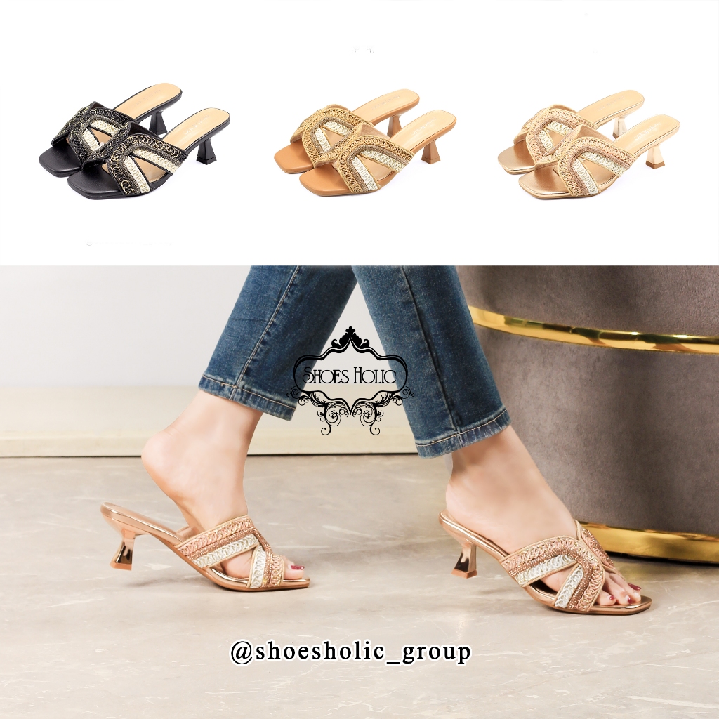 Sandal Heels Hak 7cm Wanita Import MY02 [3 warna]
