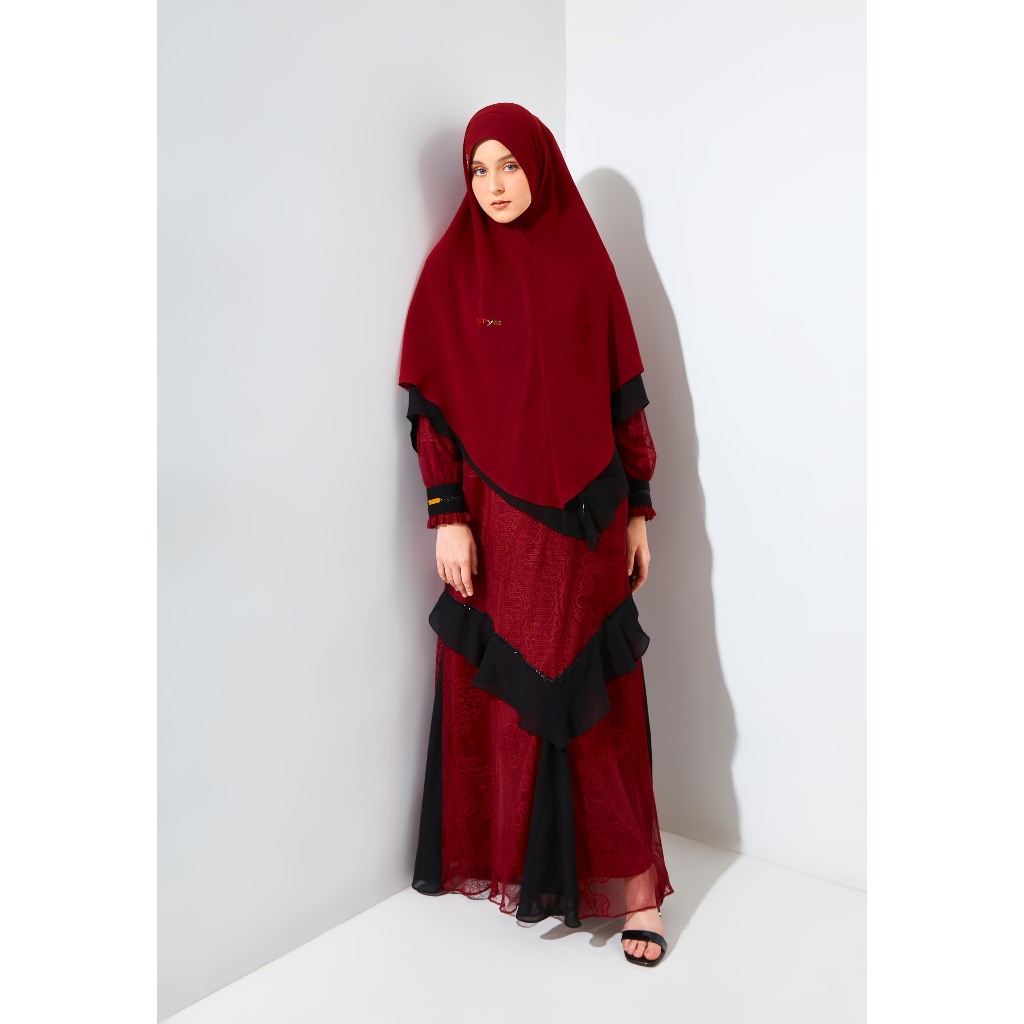 Umyas Boutique | Vera abaya merah | gamis abaya maroon | abaya maroon gamis abaya | abaya elegant | 
