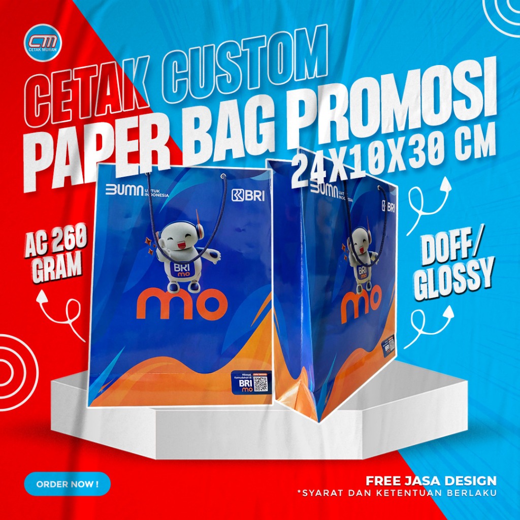 

Paperbag Promosi Custom Ukuran 24 x 10 x 30 Cm