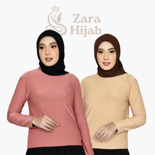 Inner Manset Wanita Polos Baju Dalaman Olahraga Atasan Lengan Panjang Anak Perempuan Putih Premium K