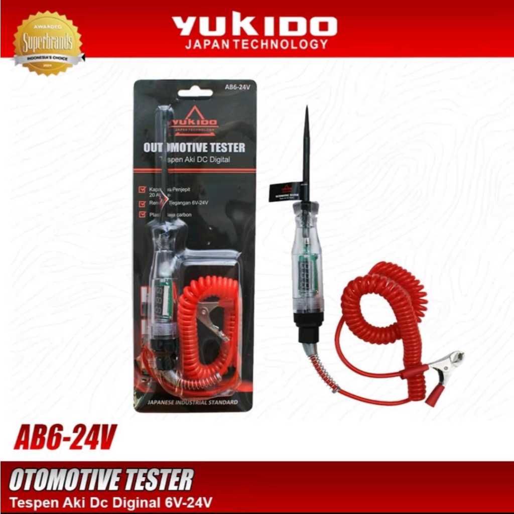 YUKIDO Tespen Aki Dc Digital 8-24V Auto Voltage Tester Accu / Tespen DC 12V 24V