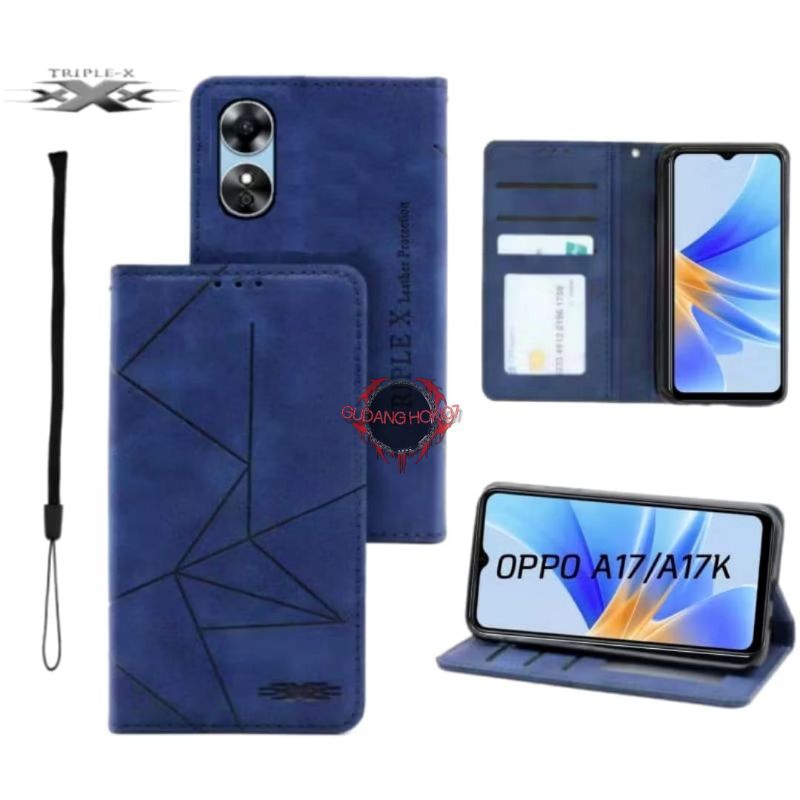 OPPO A17 / A17K CASE POLYCARBONATE LEATHER FLIP MAGNET CASING DOMPET HP SARUNG KULIT