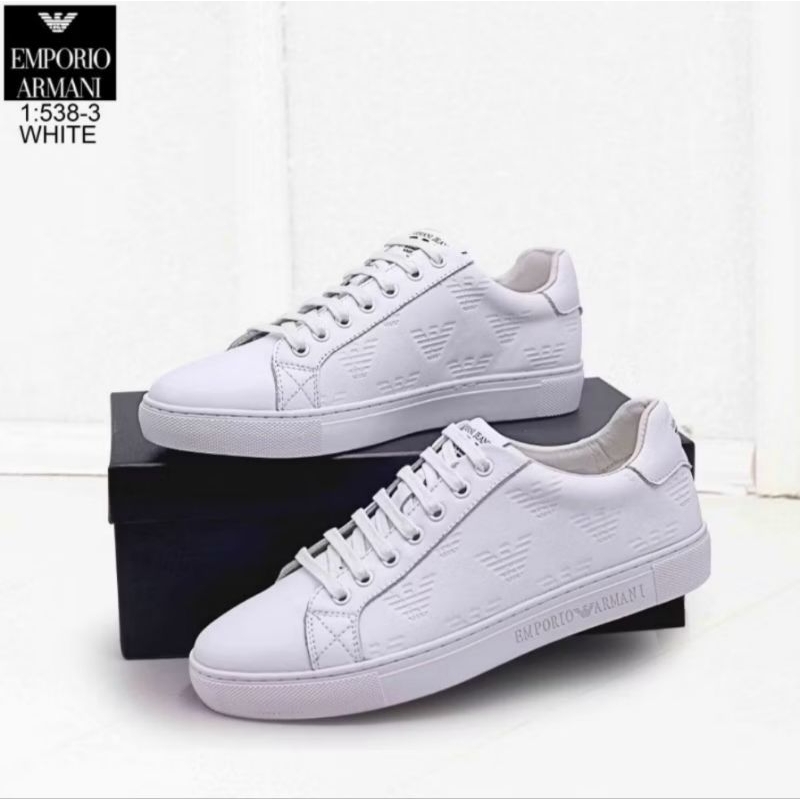 READY STOK SEPATU KULIT EMPORIO ARMANI MAN WHITE