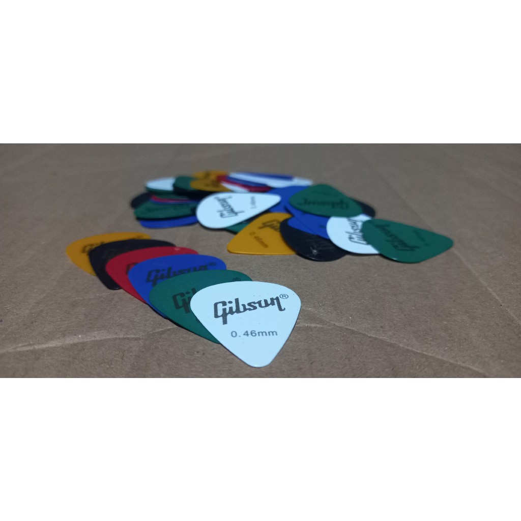 Pick Pic Gitar Merk Gibson Ukuran Size 0.46mm 0.71mm 0.96mm 046 071 096 mm Bahan Kerang Celuloid Cel