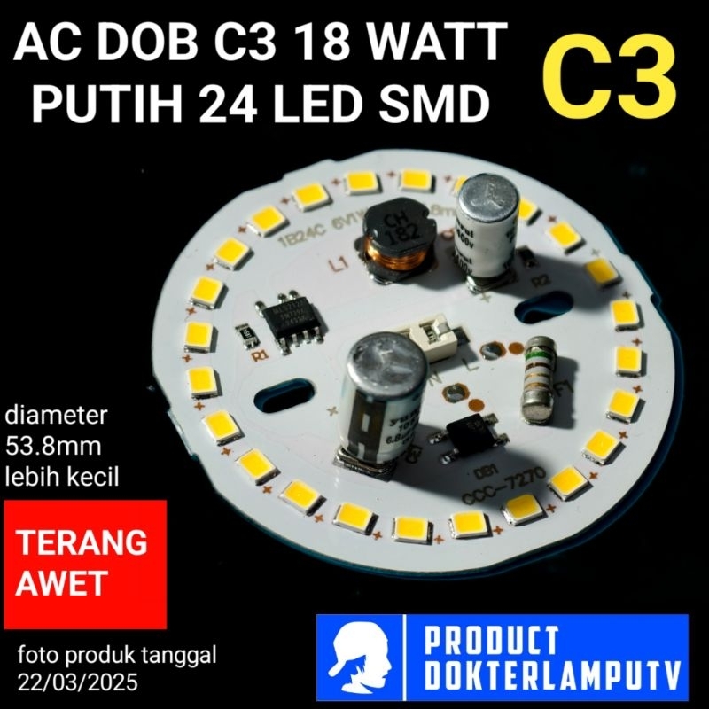 LED AC DOB 3C 18W KECIL 220V PUTIH DIAMETER KECIL