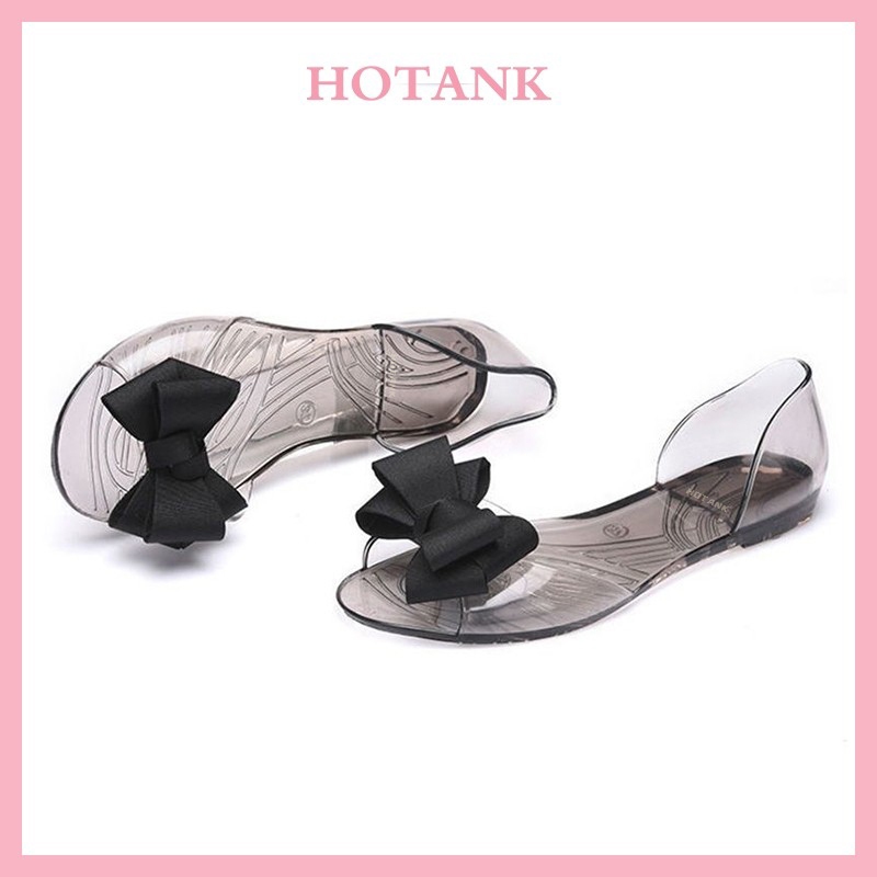 HOTANK  Ready CODSepatu Jelly Kaca Wanita Sepatu Jelly Datar Transparan Sepatu Jelly Simpul Sepatu J