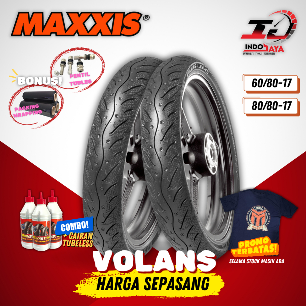 [PAKET MURAH SEPASANG] BAN MAXXIS VOLANS MA-FD TUBELESS (60/80-17 & 80/80-17) MA FD / BAN LUAR MOTOR