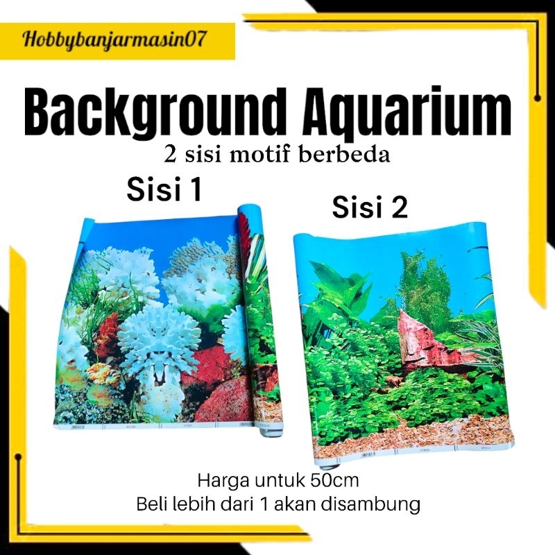 (50CM) BACKROUND AQUARIUM MOTIF BOLAK BALIK LATAR BELAKANG AQUARIUM