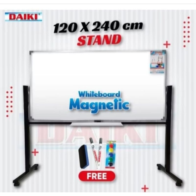 

DAIKI Papan Tulis White Board Single Face Stand Magnet uk 100 x 200 cm / 120 x 240 cm.