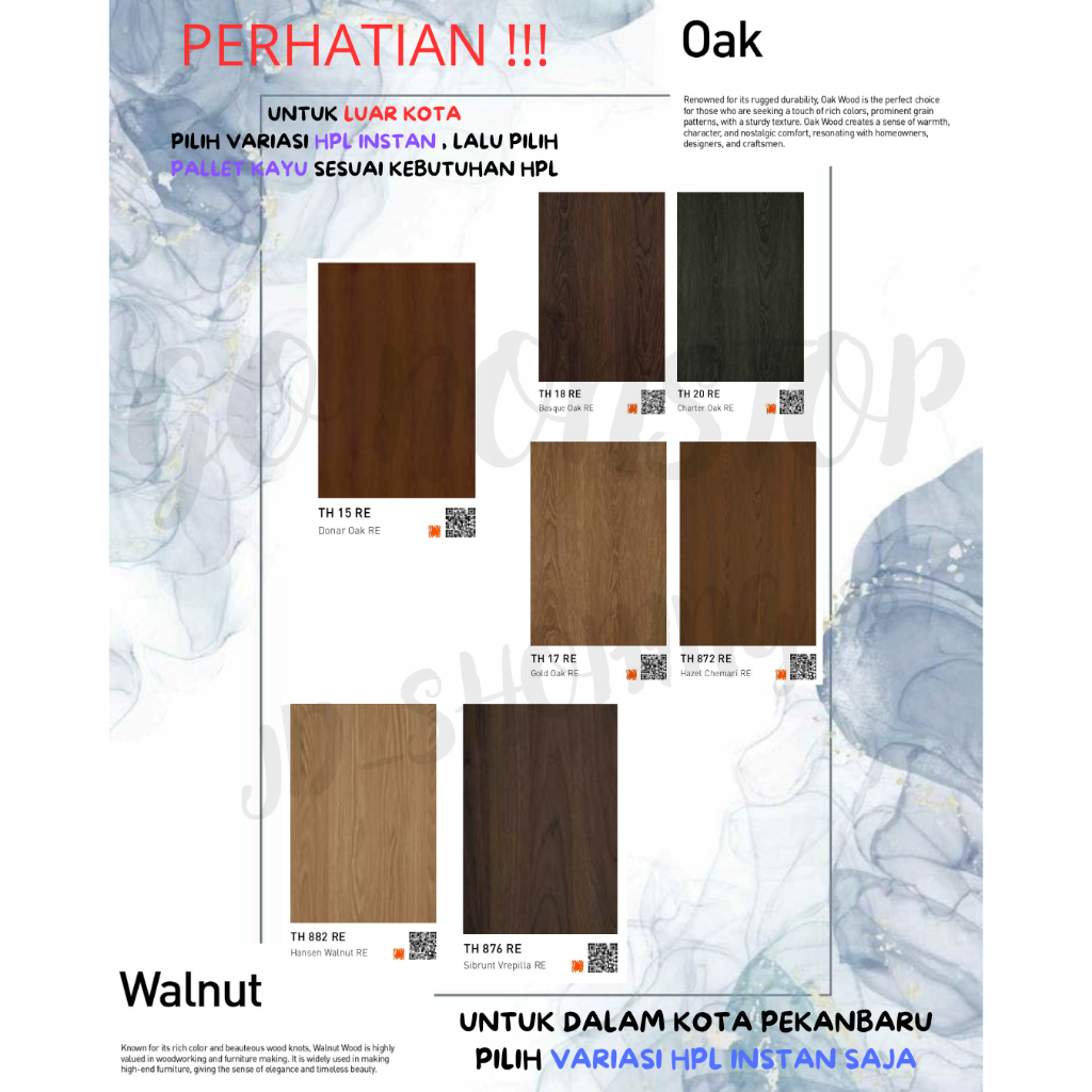 (LUAR KOTA WAJIB PALLET KAYU) HPL TACO WOODGRAIN TEXTURED  TH 17/15/18/20/882/872/876 RE