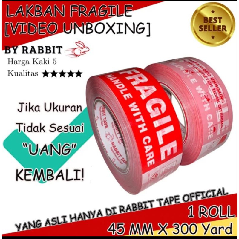 

Lakban Unboxing Fragile Merah Putih 300Yard JUMBO Rabbit Tape 300 yard Kualitas OK