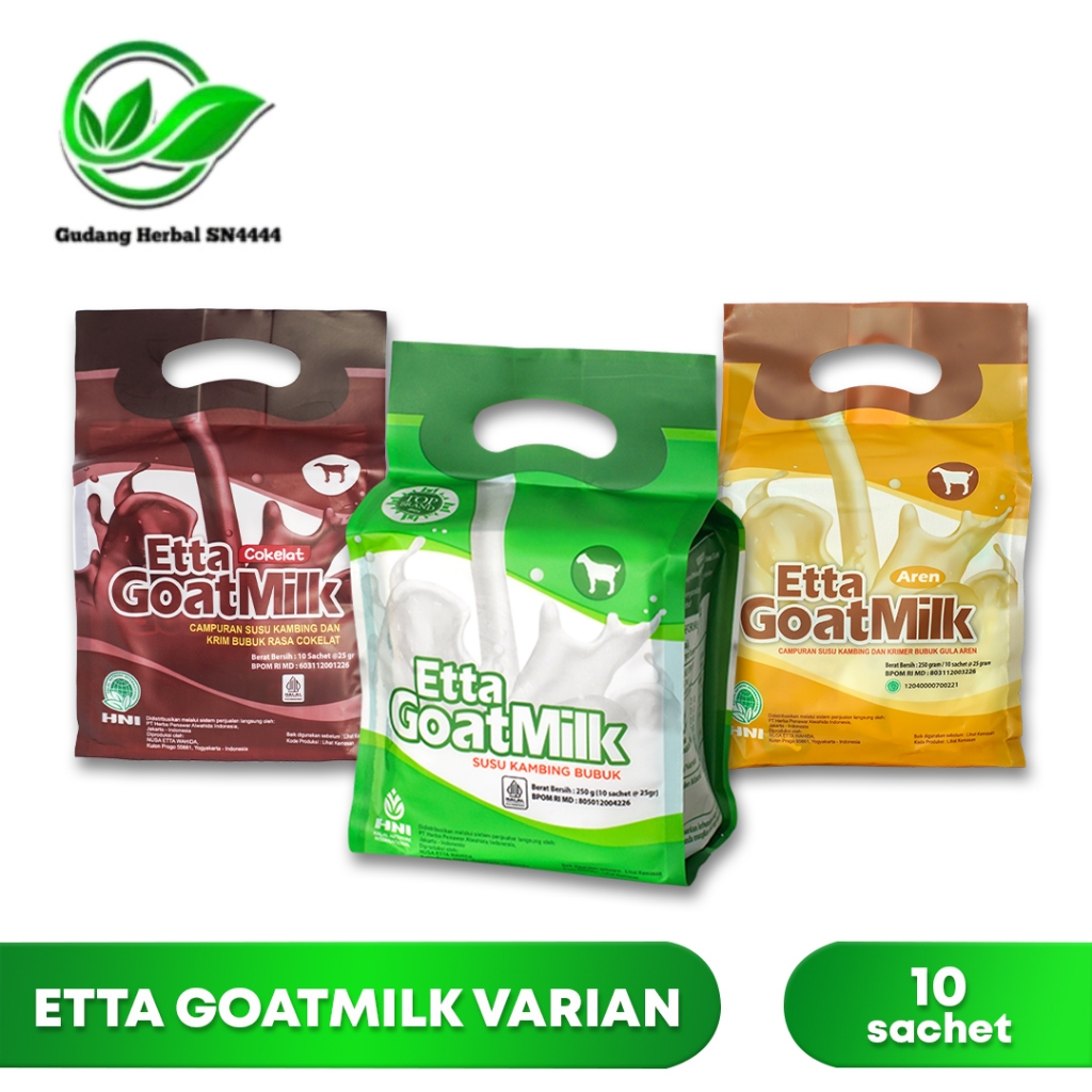 

HNI Etta Goat Milk Varian Original - Aren - Cokelat 10 sachet Susu Kambing Bubuk