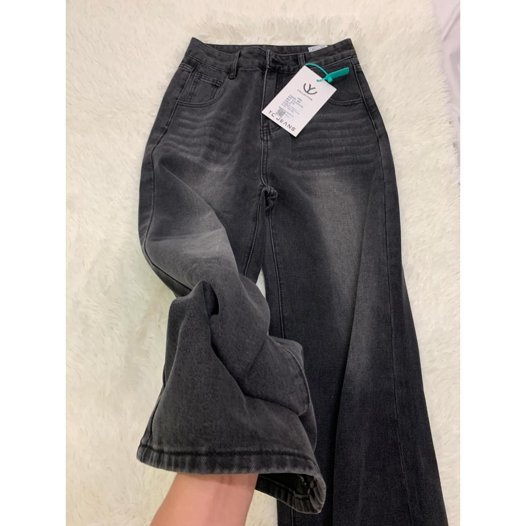 【Luck wanita】Kelabu Hitam Kulot Jeans Highwaist Kulot Celana Jeans Wanita Import