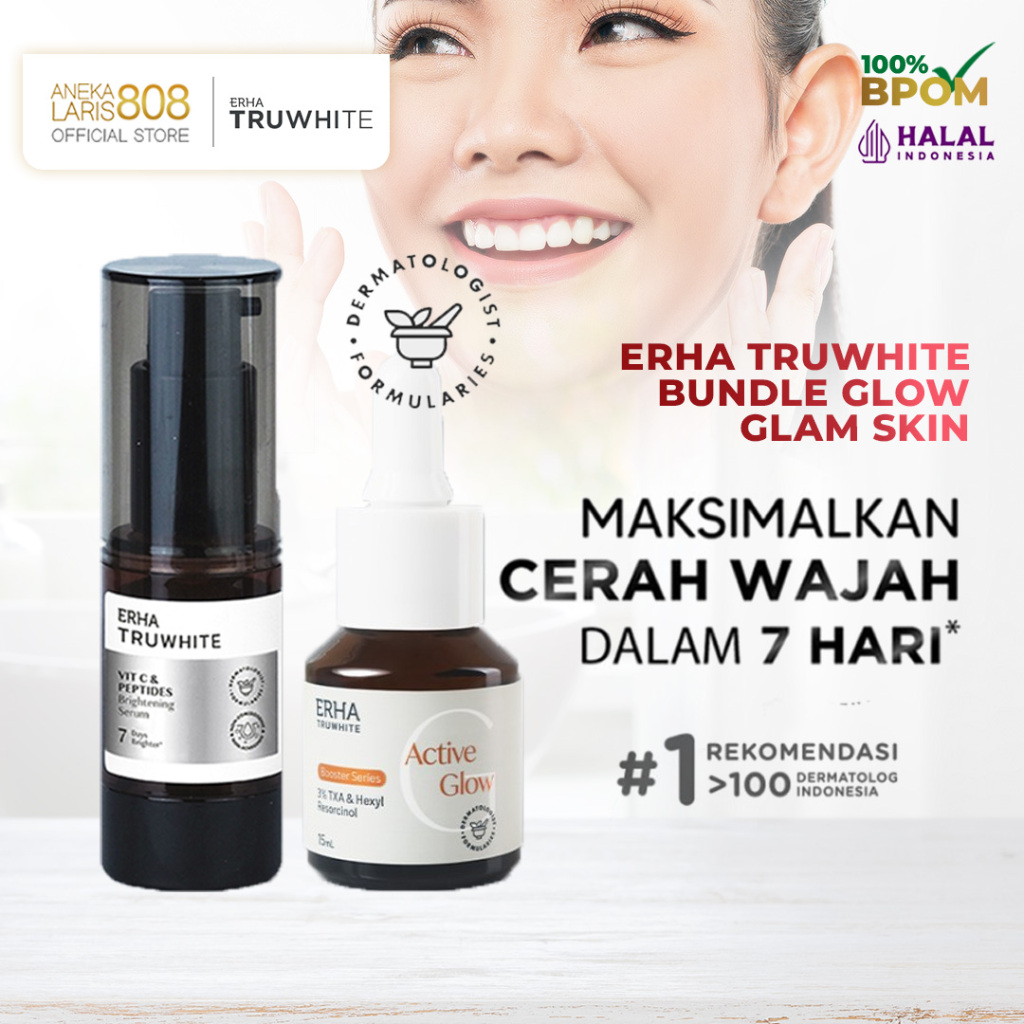 ERHA Paket Glowing - Serum Truwhite Brightening Vit C + Active Glow Booster Tranexamic Acid Peptide