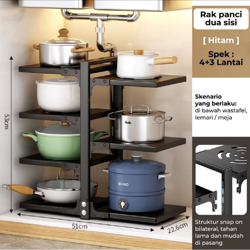 Rak Panci Dapur Susun Rak Panci Bawah Wastafel Stainless