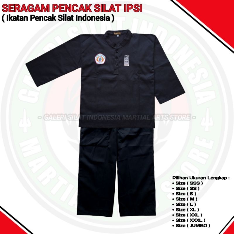 Baju IPSI - Baju Latihan Silat - Seragam Pencak Silat IPSI - Baju Silat Hitam - Sakral Silat Anak De