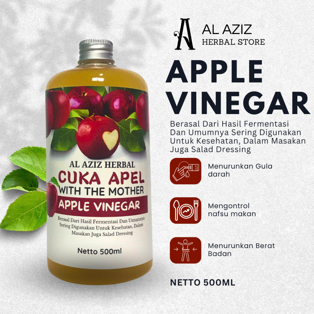 

CUKA APEL Al Aziz ORIGINAL ORGANIK / APPLE CIDER VINEGAR WITH MOTHER/ CUKA SARI APEL / CUKA APEL PREMIUM