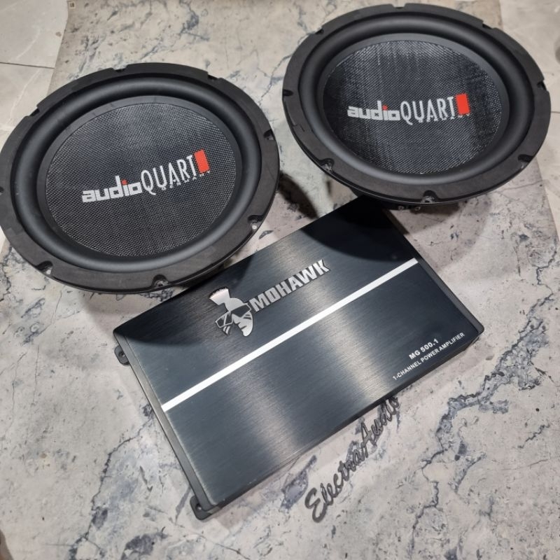 paket audio mobil power monoblock mohawk dan subwoofer audio Quart germany 12 inch