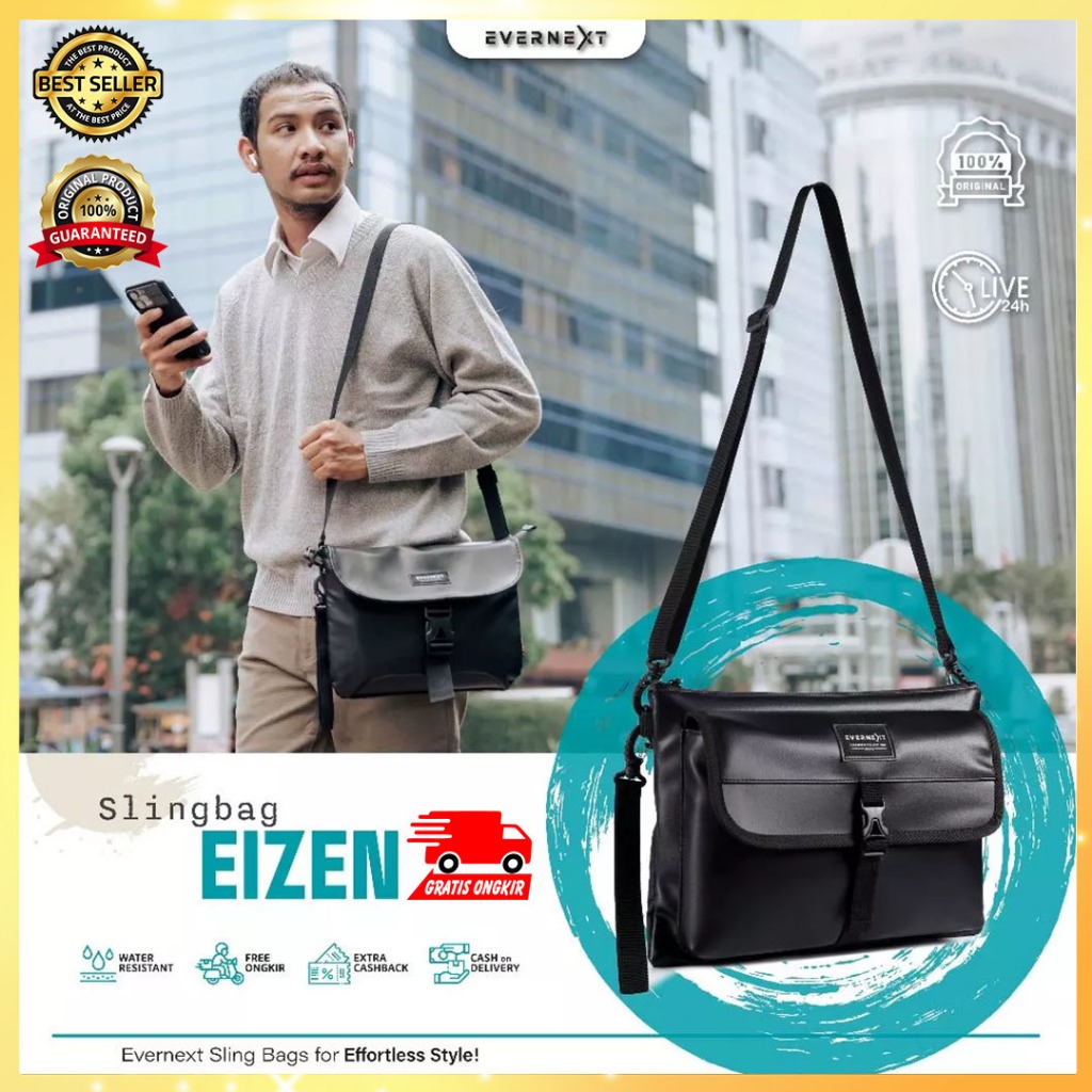 SLING BAG EIZEN - EVERNEXT | Tas Selempang Pria Unisex Tas Jinjing Kecil Polos Waterproof