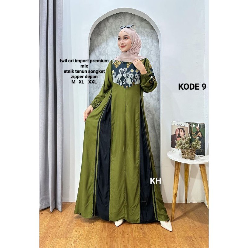 Gamis Twill Tenun Traso gamis polos kombinasi tenun etnik