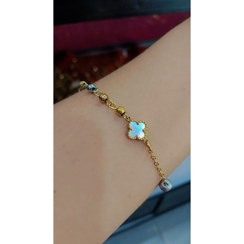 Gelang Titanium lapis emas muda 18k