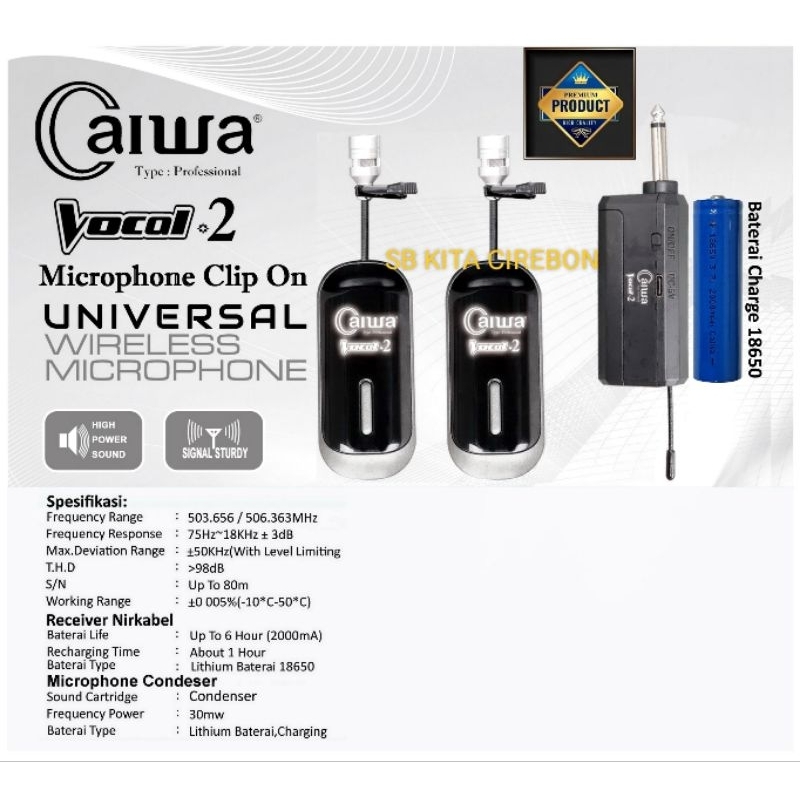CAIWA MICH WIRELESS CLIP ON VOCAL 2 DOUBLE MIC