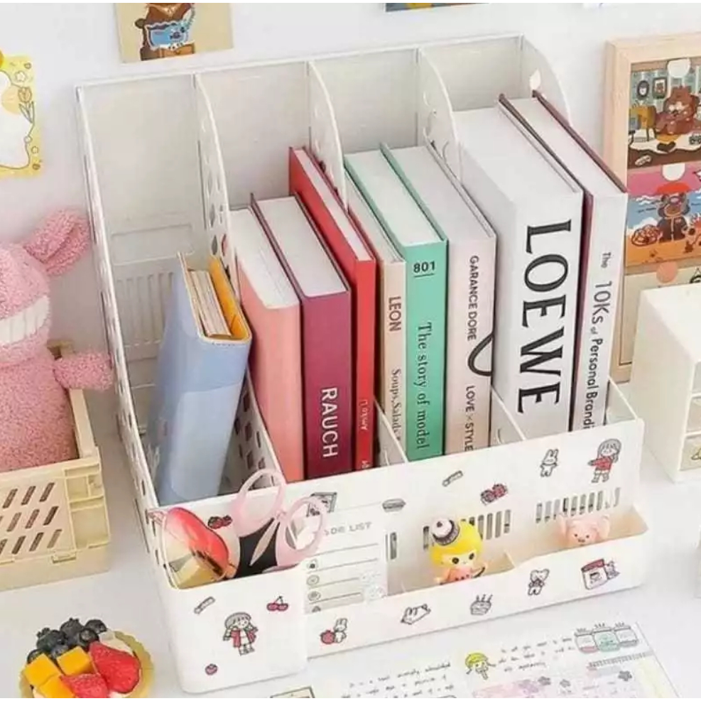 Desktop Organizer File Rak Buku Sekat Minimalis Meja Belajar Stationary Kit  / Rak Penyimpanan File
