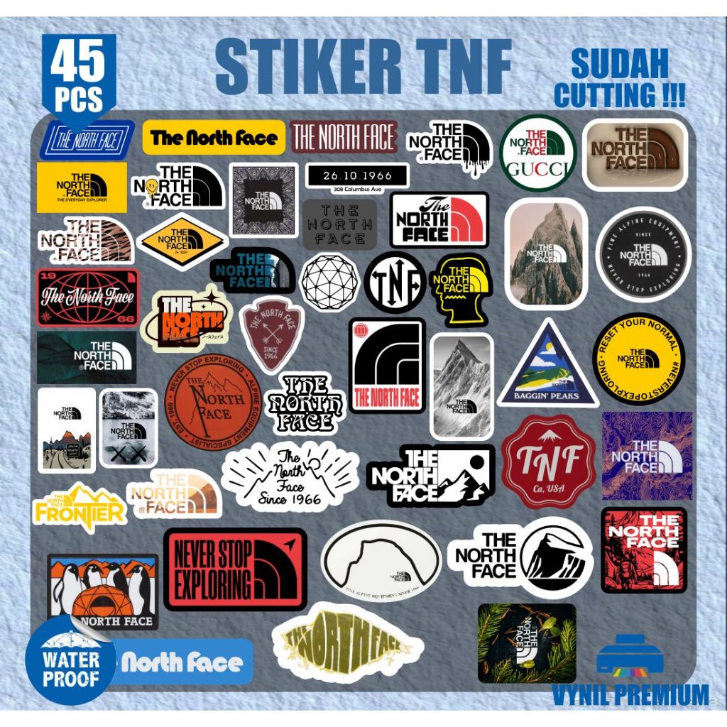 

STIKER PAKET 45PCS THE NORTH FACE BAHAN VYNIL ANTI AIR HIGH QUALITY