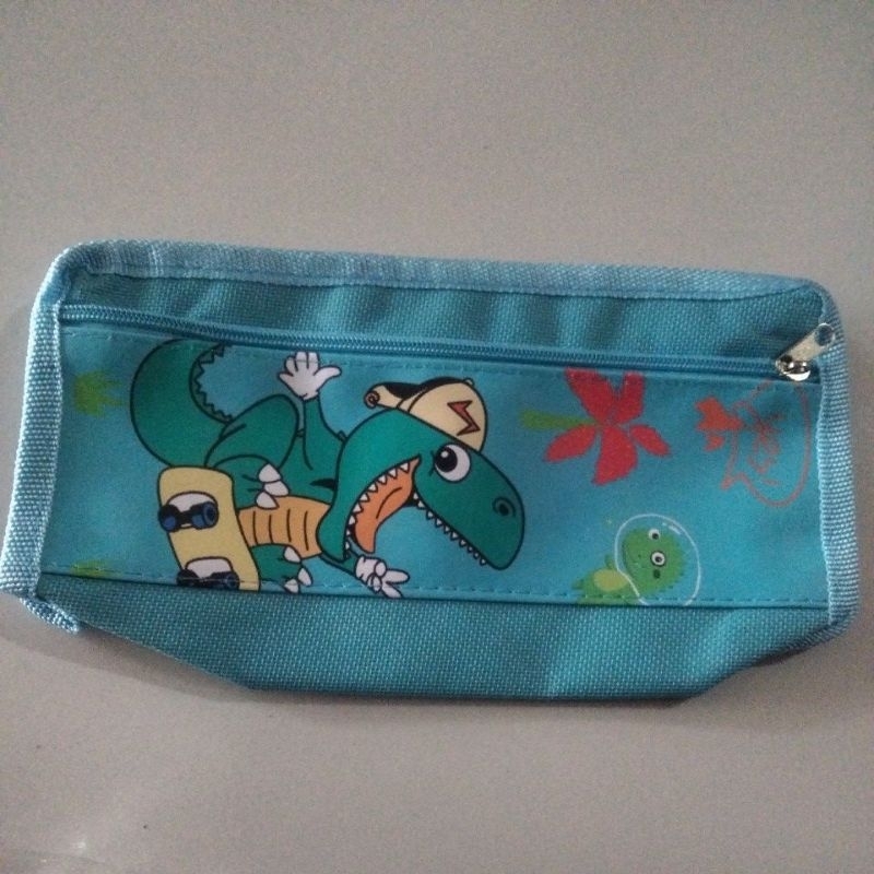 

[DS] KOTAK PENSIL gambar dinosaurus biru wadah pensil resleting