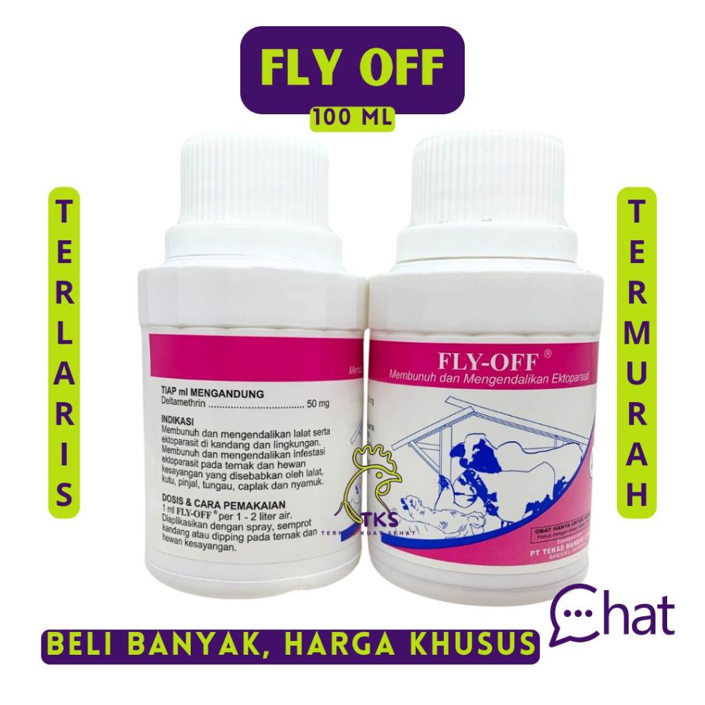 FLY OFF 100 ML - Obat Anti Lalat Kutu Nyamuk Pinjal Tungau Caplak Parasit Semprot Hewan - Obat Lalat
