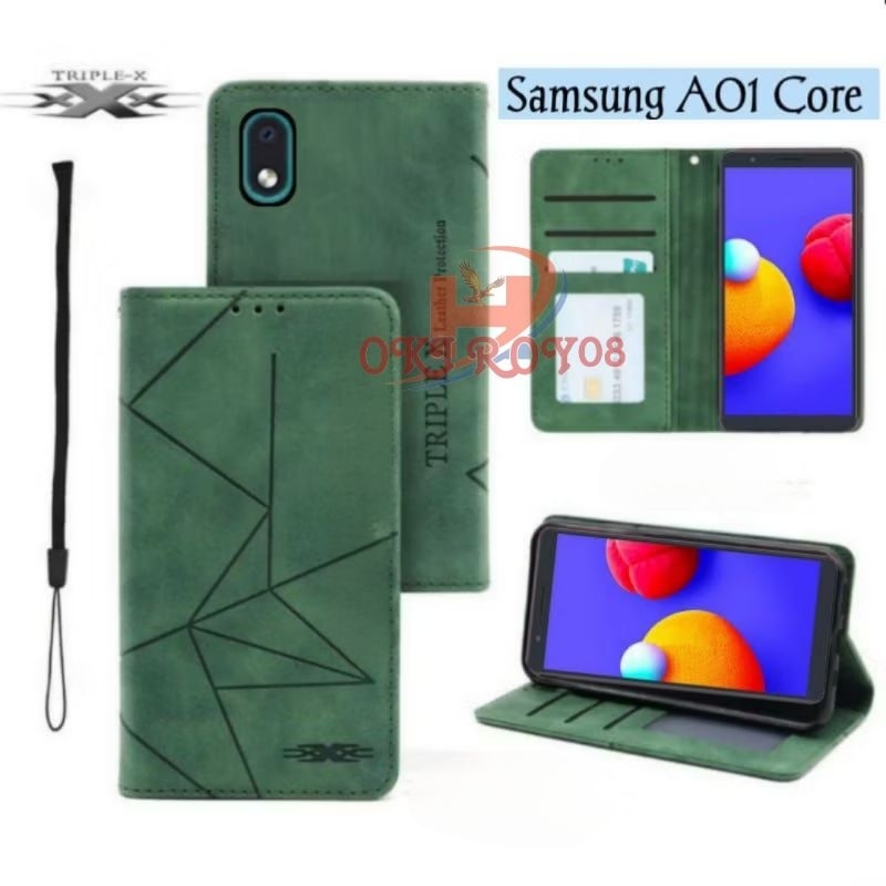 Flip Magnet Casing Samsung A01 Core Casing Flip Cover Wallet Sarung Hp - Casing Dompet Flip Magnet